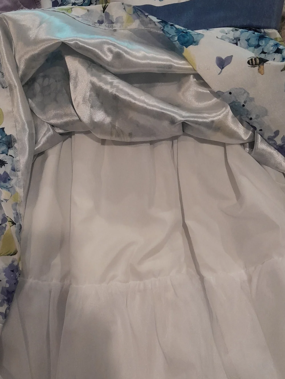 Gymboree Girls Size 10 White Floral Hydrangea Dress with Blue Waistband